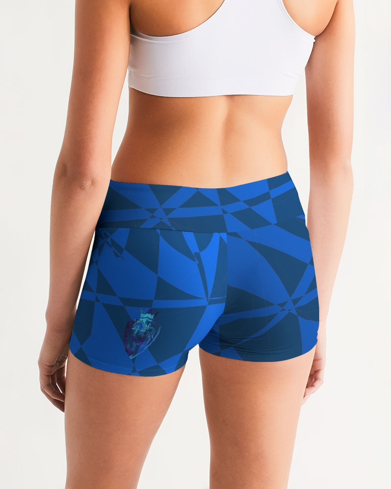 KINGBREED LUX BLUE WATER Women's Mid-Rise Yoga Shorts