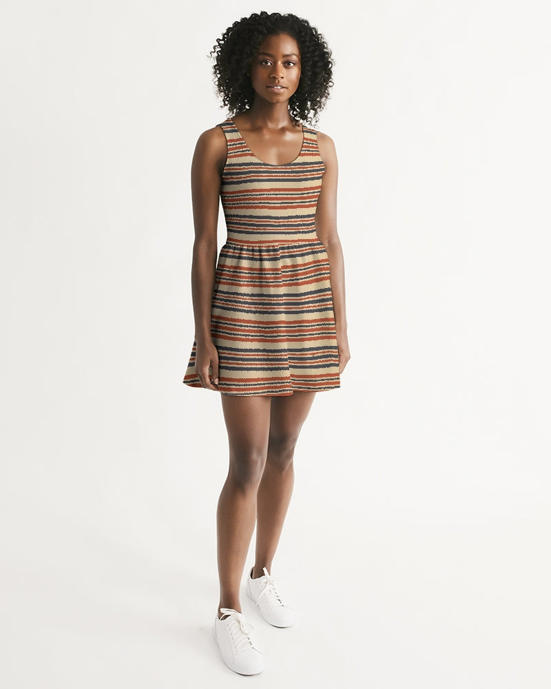 Military Strip Women's Scoop Neck Skater Dress