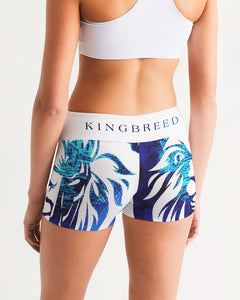 KINGBREED LEOMUS BLUE EDITION Women's Mid-Rise Yoga Shorts