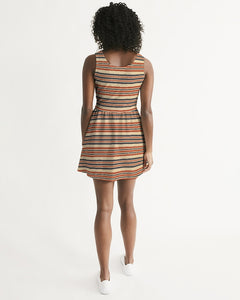Military Strip Women's Scoop Neck Skater Dress