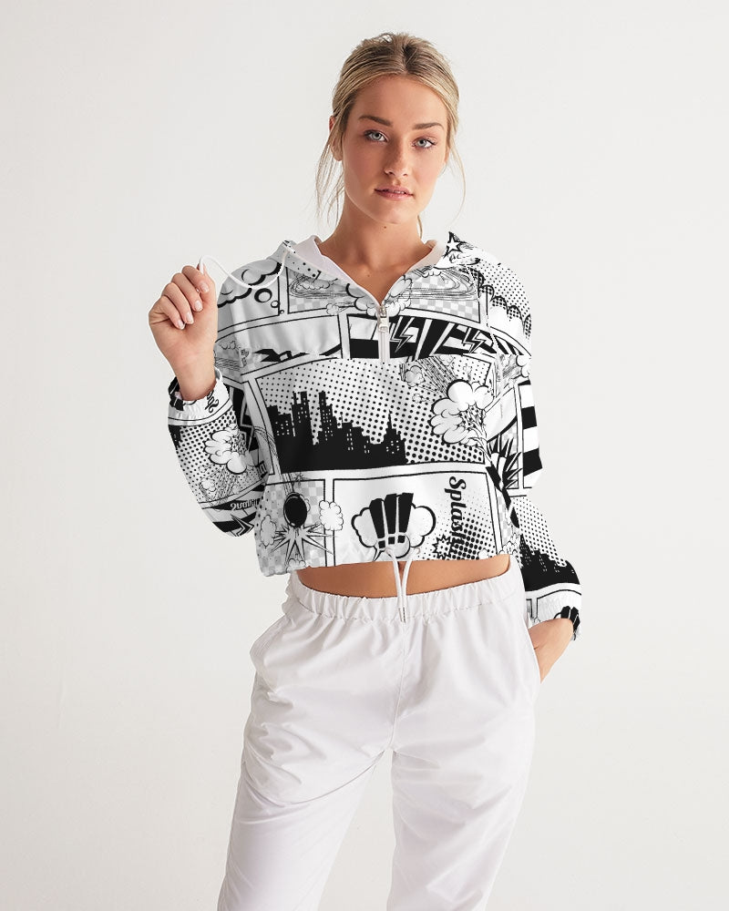 Retro Comic Women's Cropped Windbreaker