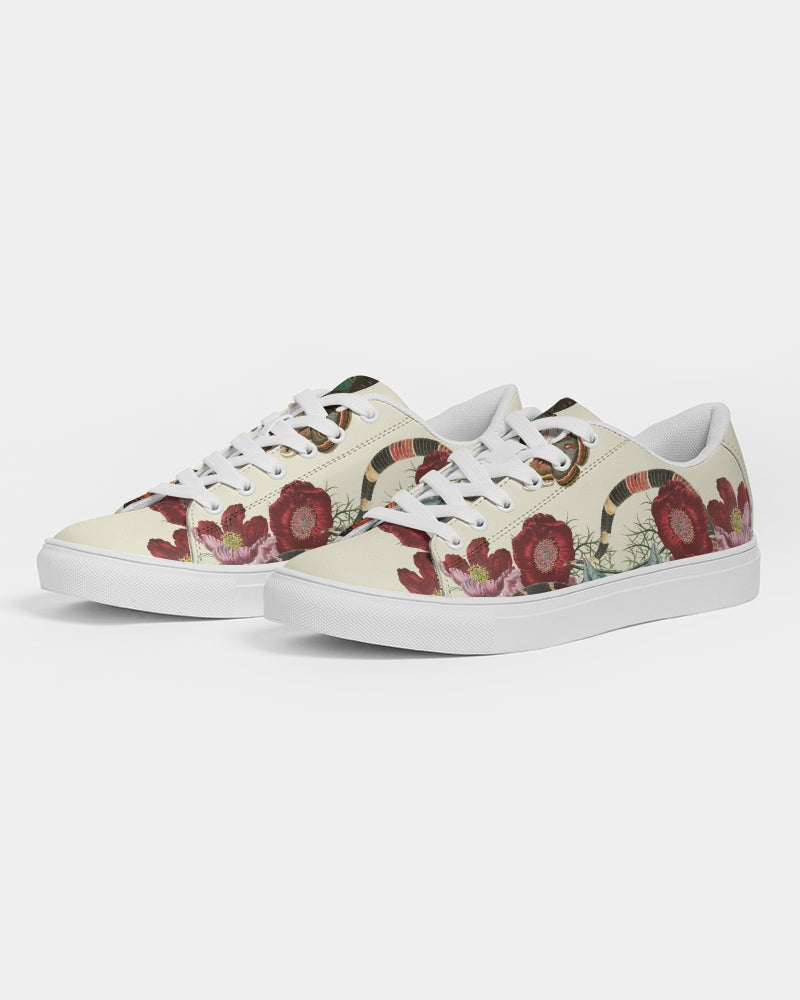 Snake On Flowers Women's Faux-Leather Sneaker