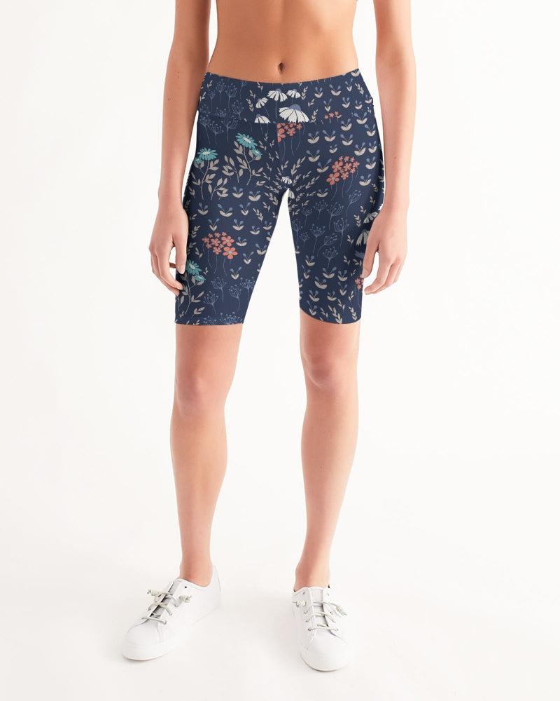 Wild Flowers Women's Mid-Rise Bike Shorts