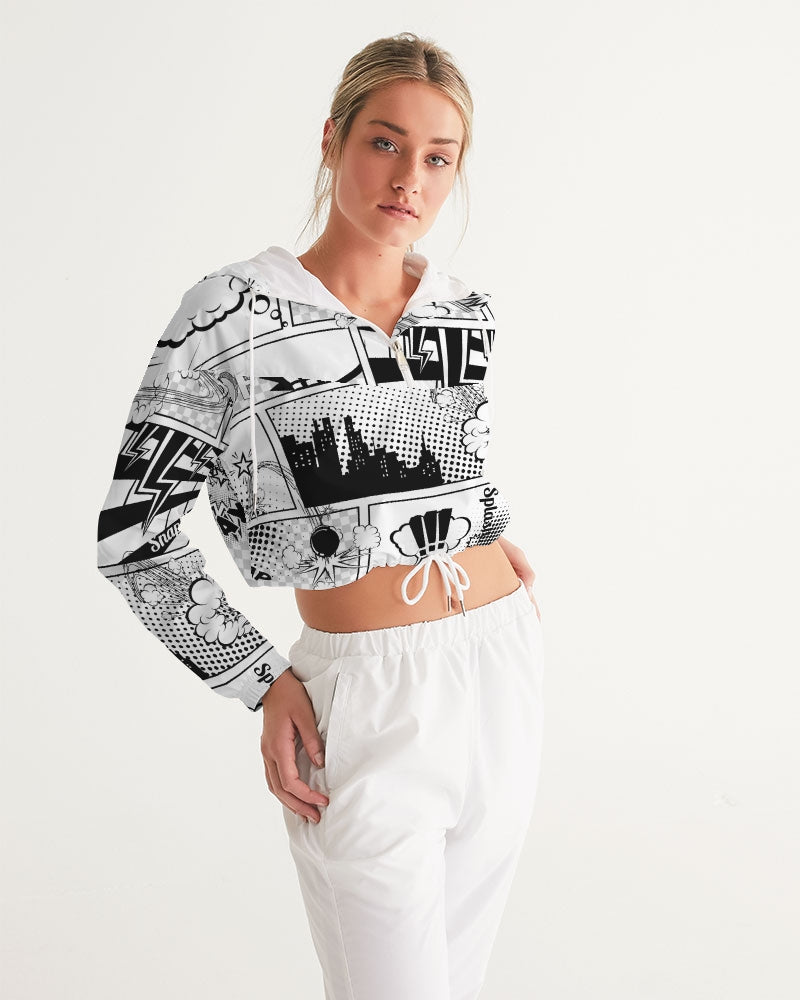 Retro Comic Women's Cropped Windbreaker