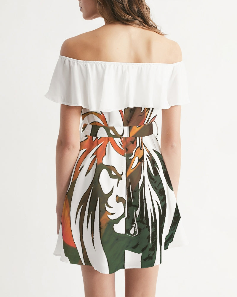 KINGBREED LUX ORIGINAL WHITE Women's Off-Shoulder Dress