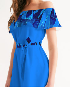 KINGBREED SIMPLICITY ROYAL BLUE Women's Off-Shoulder Dress