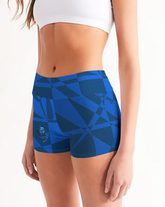 KINGBREED LUX BLUE WATER Women's Mid-Rise Yoga Shorts