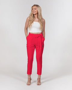 KINGBREED CLASSIC CRAYON RED Women's Belted Tapered Pants