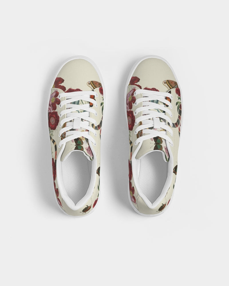 Snake On Flowers Women's Faux-Leather Sneaker