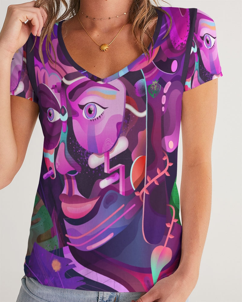 KINGBREED COMICS PURPLE EDITON Women's V-Neck Tee