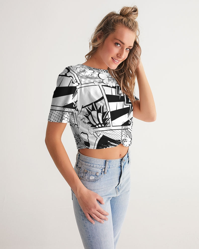 Retro Comic Women's Twist-Front Cropped Tee