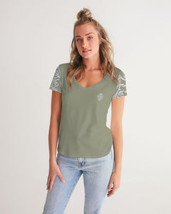 KINGBREED OLIVE SAND Women's V-Neck Tee