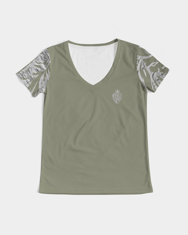 KINGBREED OLIVE SAND Women's V-Neck Tee