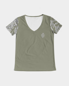 KINGBREED OLIVE SAND Women's V-Neck Tee