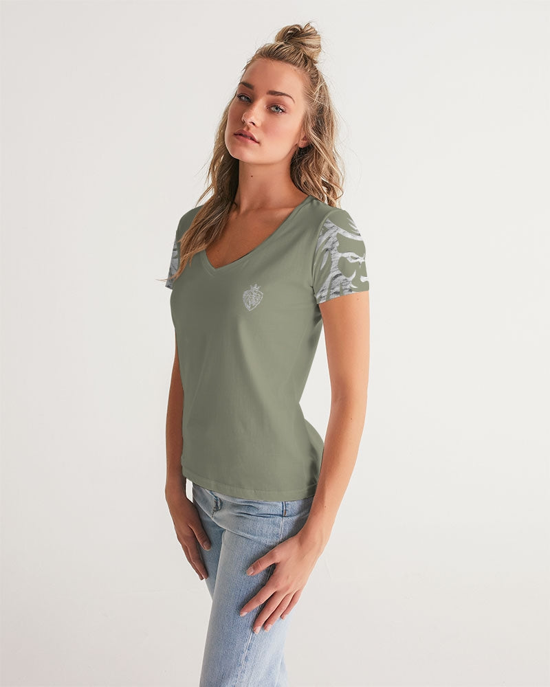 KINGBREED OLIVE SAND Women's V-Neck Tee