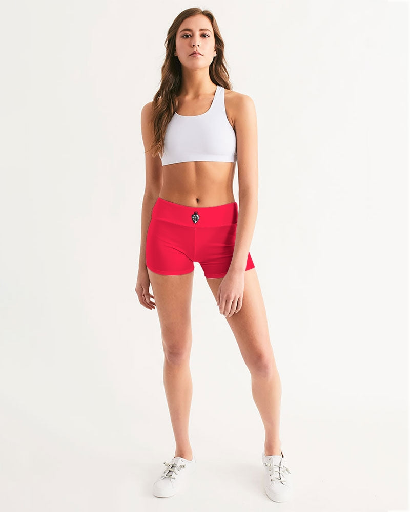 KINGBREED CLASSIC CRAYON RED Women's Mid-Rise Yoga Shorts
