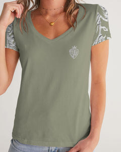 KINGBREED OLIVE SAND Women's V-Neck Tee