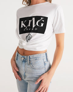 KINGBREED BLACK & WHITE EDITION Women's Twist-Front Cropped Tee