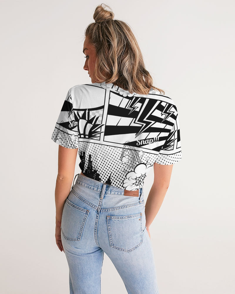 Retro Comic Women's Twist-Front Cropped Tee