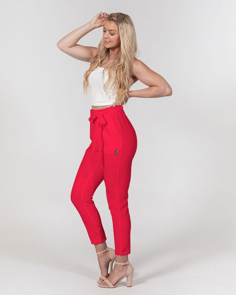 KINGBREED CLASSIC CRAYON RED Women's Belted Tapered Pants