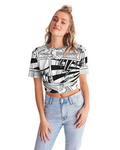 Retro Comic Women's Twist-Front Cropped Tee