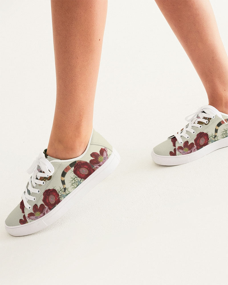 Snake On Flowers Women's Faux-Leather Sneaker