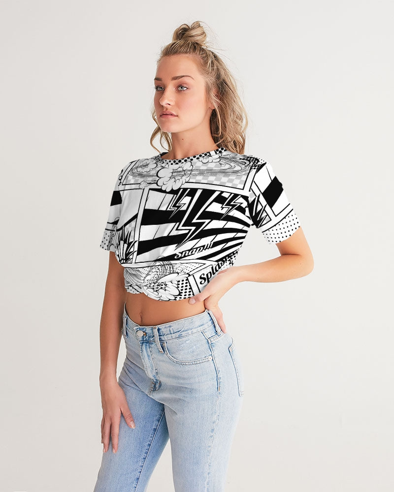 Retro Comic Women's Twist-Front Cropped Tee