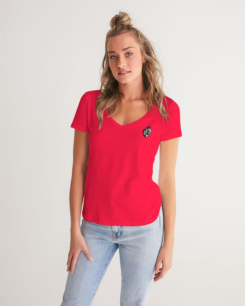 KINGBREED CLASSIC CRAYON RED Women's V-Neck Tee