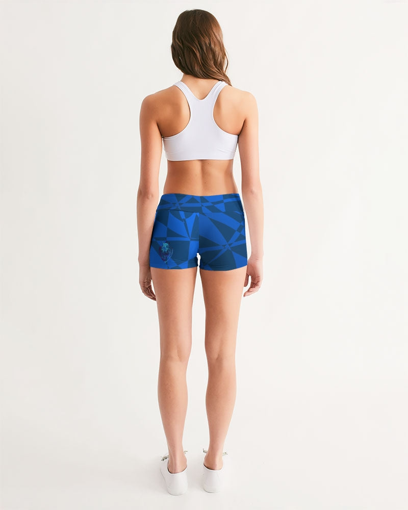 KINGBREED LUX BLUE WATER Women's Mid-Rise Yoga Shorts