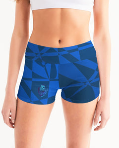 KINGBREED LUX BLUE WATER Women's Mid-Rise Yoga Shorts