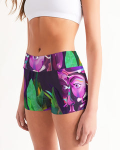 KINGBREED COMICS PURPLE EDITON Women's Mid-Rise Yoga Shorts