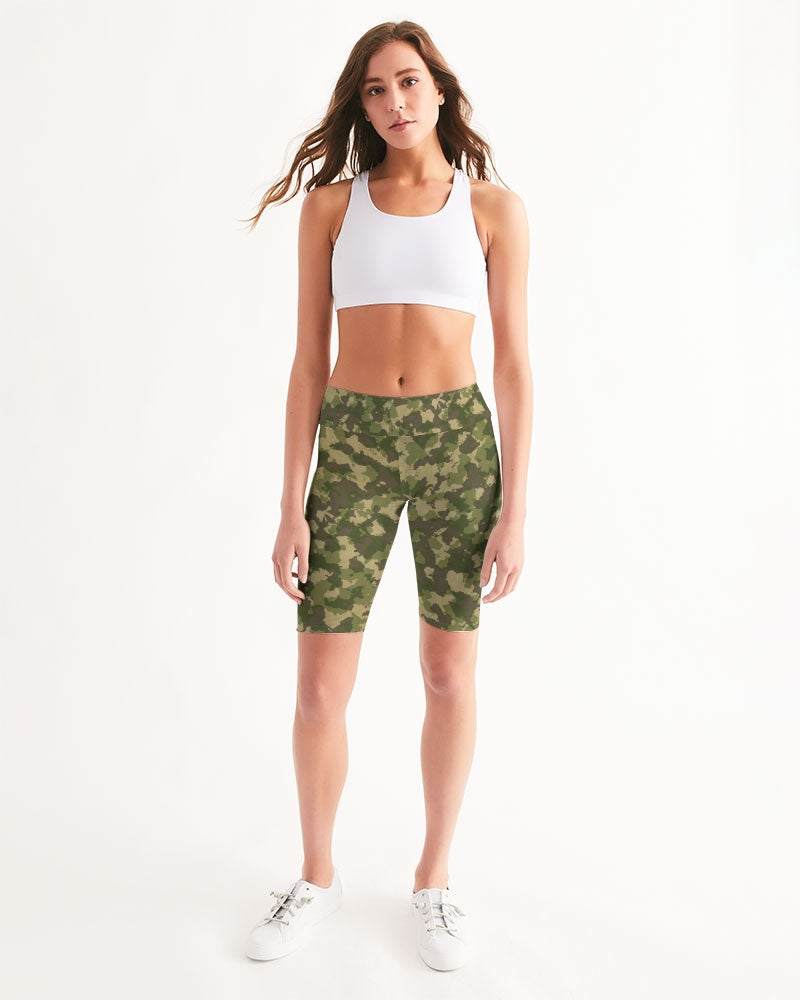 Military Green Women's Mid-Rise Bike Shorts