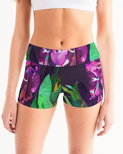 KINGBREED COMICS PURPLE EDITON Women's Mid-Rise Yoga Shorts