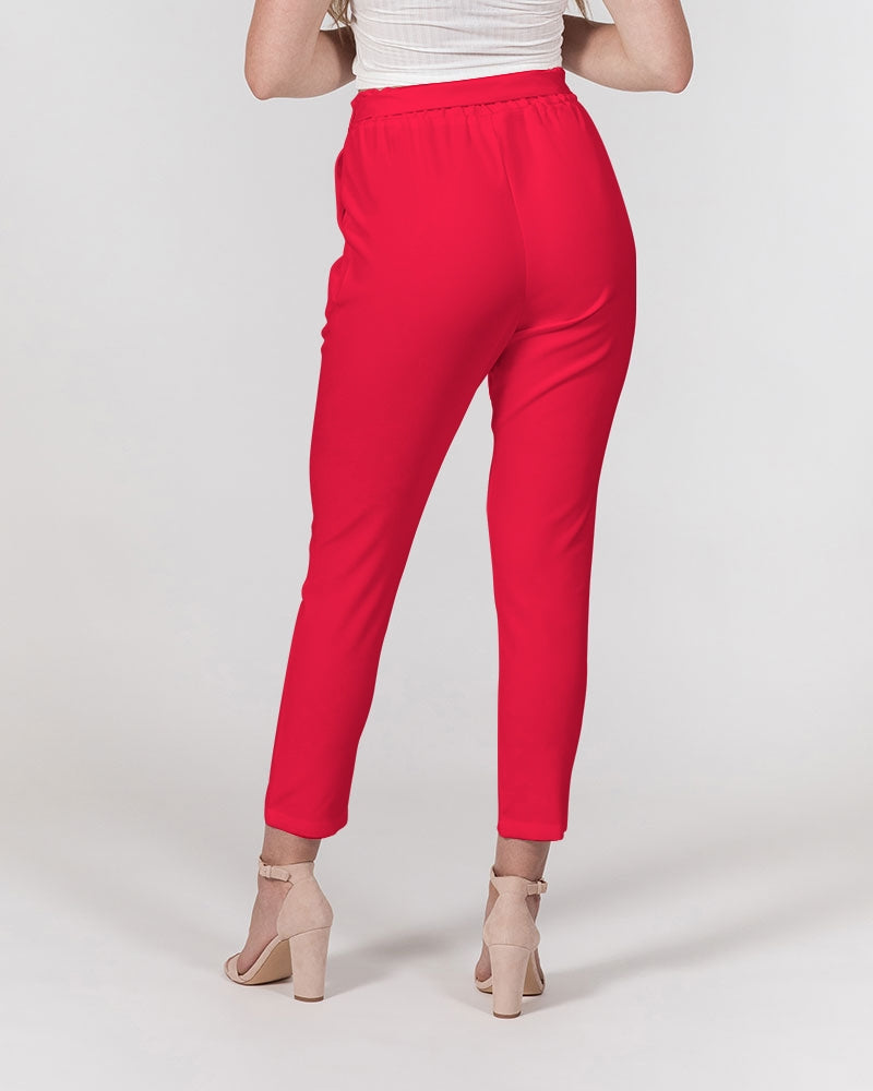 KINGBREED CLASSIC CRAYON RED Women's Belted Tapered Pants