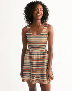 Military Strip Women's Scoop Neck Skater Dress
