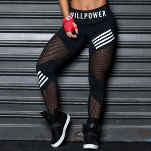 Kingbreed Willpower High Waist Mesh Gym Fitness Letter Print Sportswear