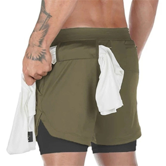 Kingbreed Camo Running Shorts Men 2 In 1 Double-deck Quick Dry GYM Sport Shorts
